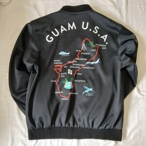 Guam USA Womens Black Bomber Jacket Small